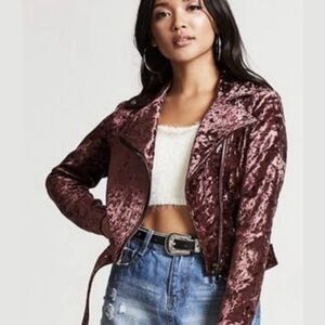 Moto jacket crushed purple velvet